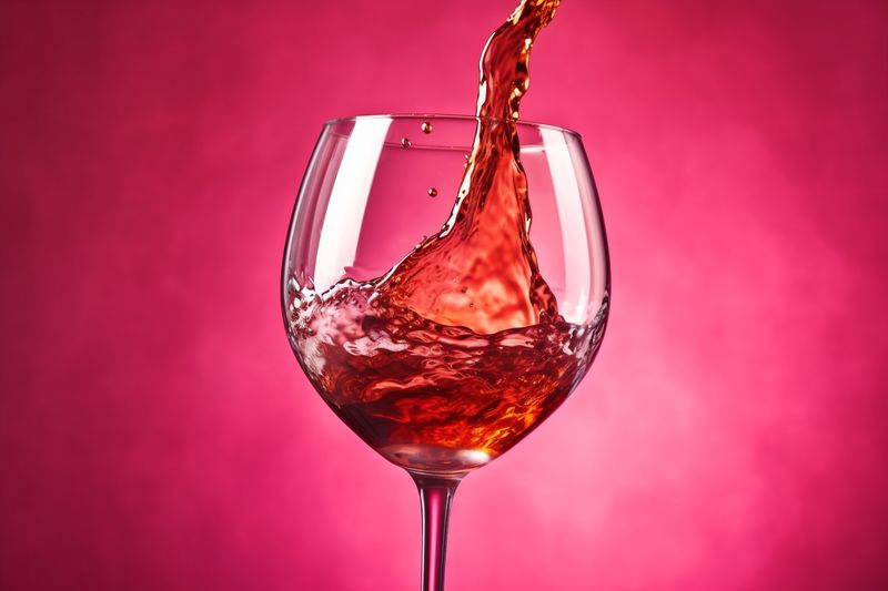 wine liquid closeup gradient glass drink background alcohol red bar party. Generative AI.