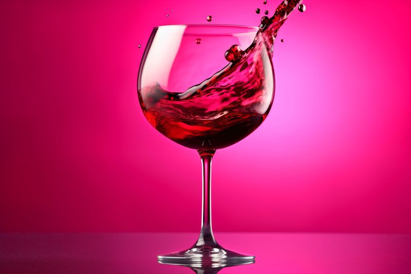 gradient party alcohol liquid background crystal wine glass drink red closeup. Generative AI.