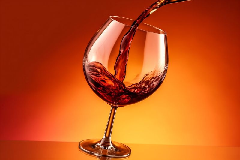 closeup gradient drink background party wine glass liquid alcohol red pouring. Generative AI.