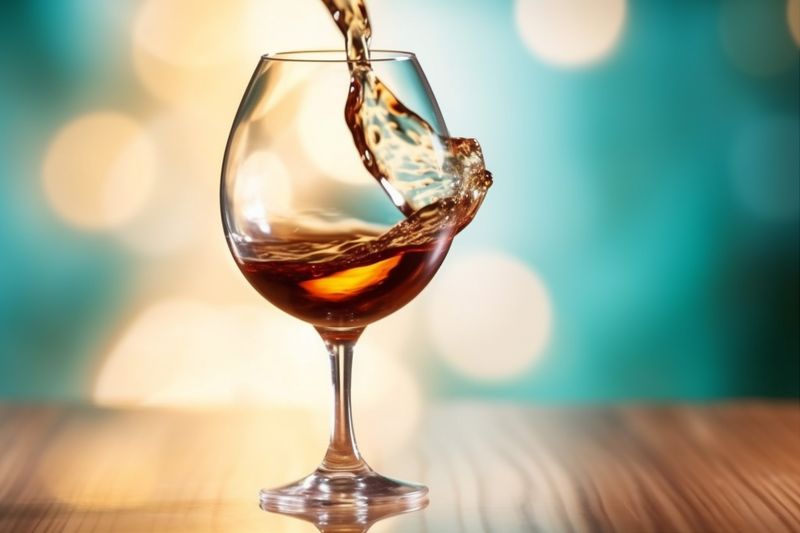 closeup wine red party alcohol liquid gradient merlot background glass drink. Generative AI.