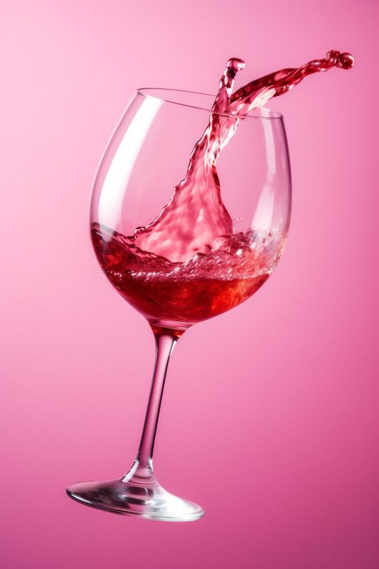 holiday red party drink wine liquid closeup glass alcohol background gradient. Generative AI.