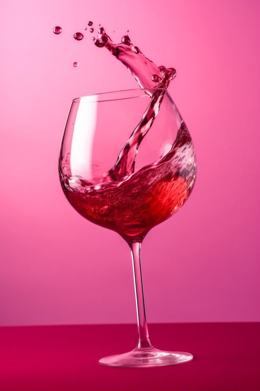 red liquid alcohol drink glass goblet background wine gradient party closeup. Generative AI.