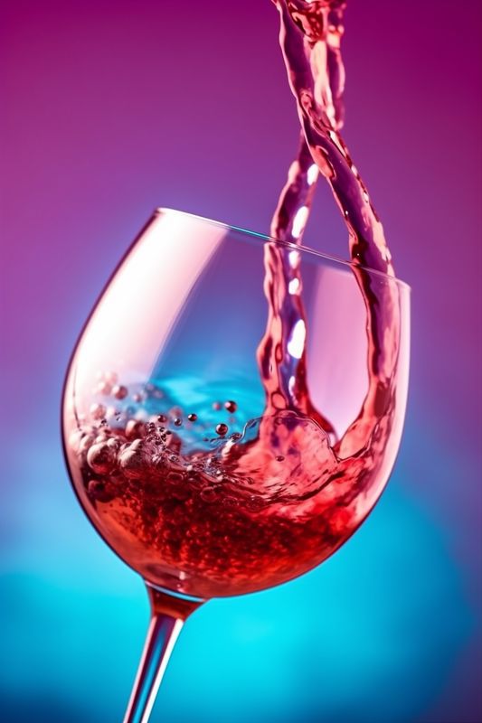 red background drink wine gradient party glass liquid closeup holiday alcohol. Generative AI.