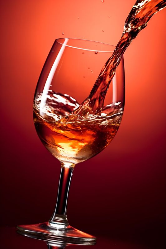 alcohol celebration liquid party red drink glass closeup wine gradient background. Generative AI.