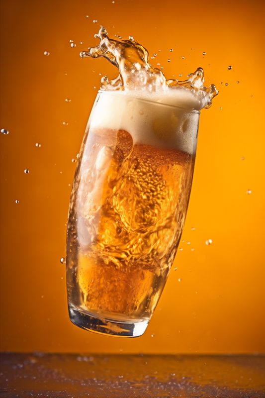 bubble gradient splash background beer glass alcohol foam drink splashing cold. Generative AI.