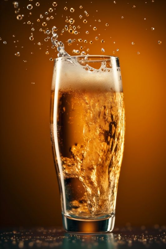 alcohol gradient drink beer glass background bubble splash foam filled cold. Generative AI.