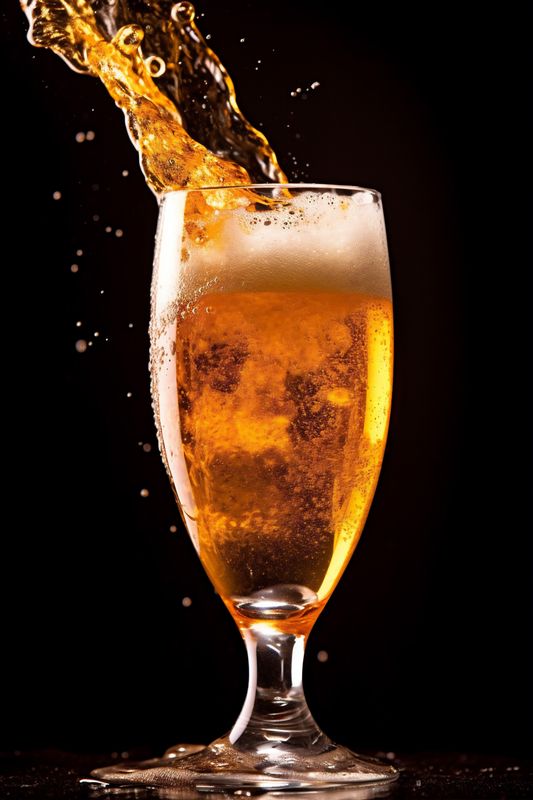 splash drink cold foam beer glass alcohol celebration background gradient bubble. Generative AI.