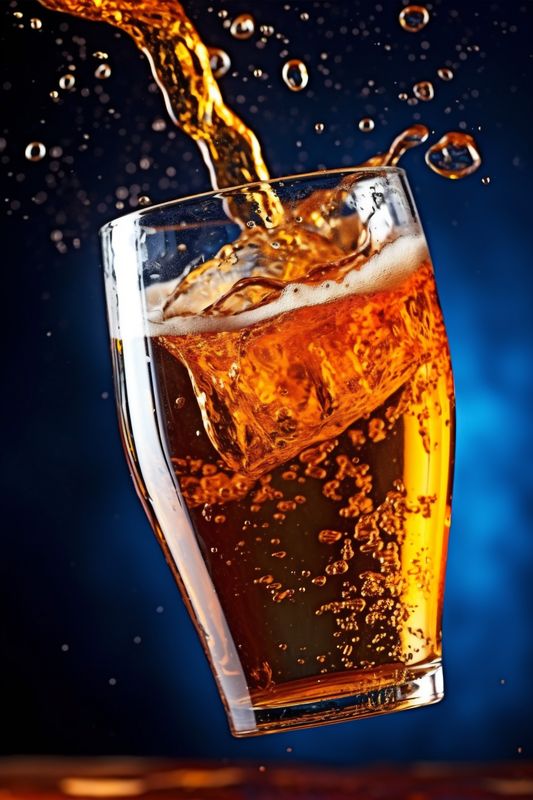cold foam bubble drink beer alcohol pour background splash glass gradient. Generative AI.