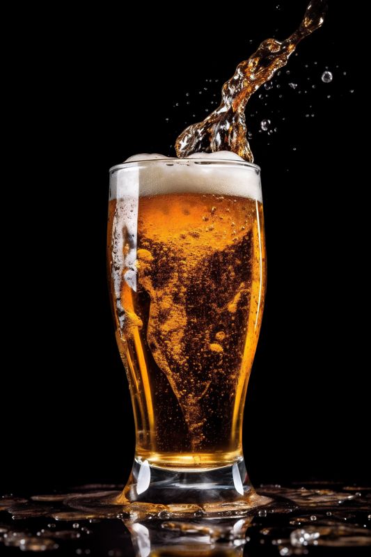 lager glass cold beer background gradient alcohol bubble splash foam drink. Generative AI.