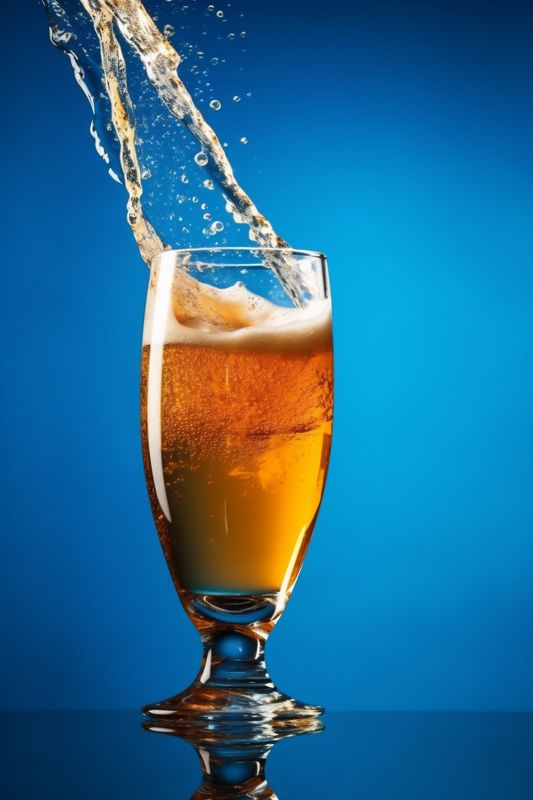 splash bubble drink cold beer glass background alcohol gradient dripped foam. Generative AI.