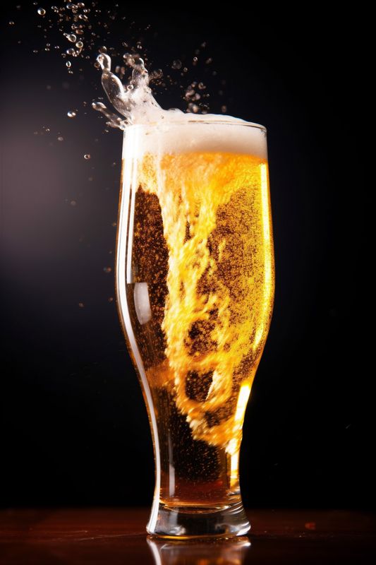 foam bubble beer dripped drink splash background alcohol cold glass gradient. Generative AI.