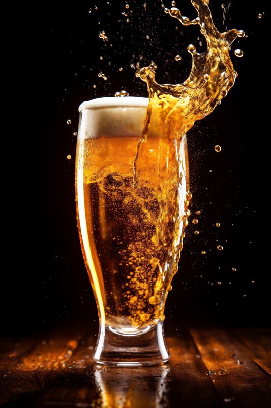 alcohol glass foam beer gradient background drink object bubble splash cold. Generative AI.