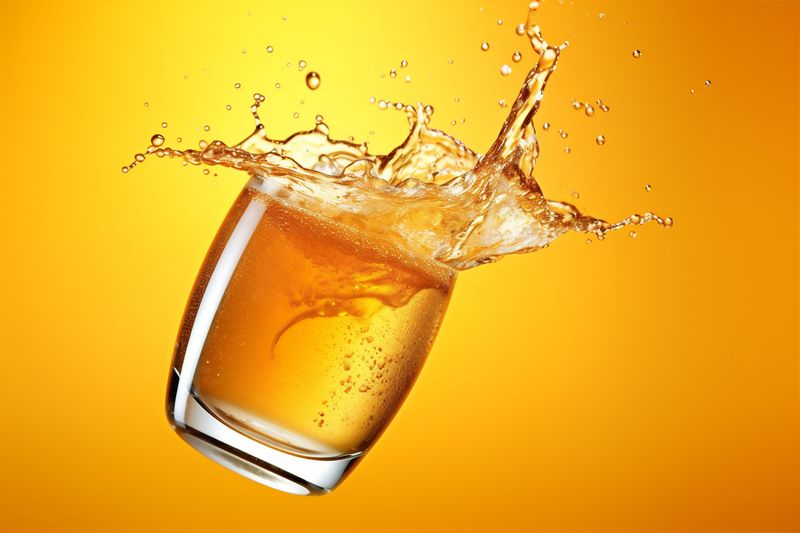 foam celebration glass bubble alcohol gradient splash background drink beer cold. Generative AI.