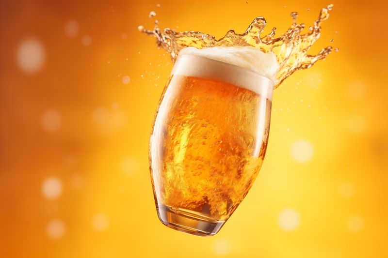 foam glass celebration drink bubble splash alcohol background beer gradient cold. Generative AI.