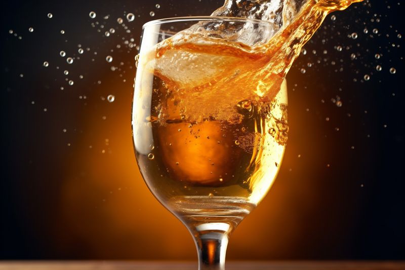 background bubble alcohol cold glass splash object drink foam gradient beer. Generative AI.