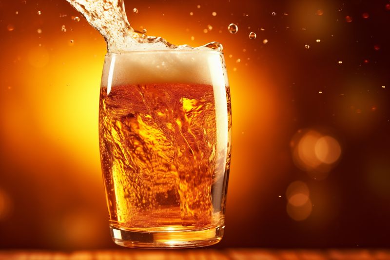 alcohol cold background bubble drink foam splash gradient glass beer lager. Generative AI.