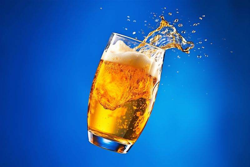 foam gradient bubble beer glass cold alcohol drink background pour splash. Generative AI.