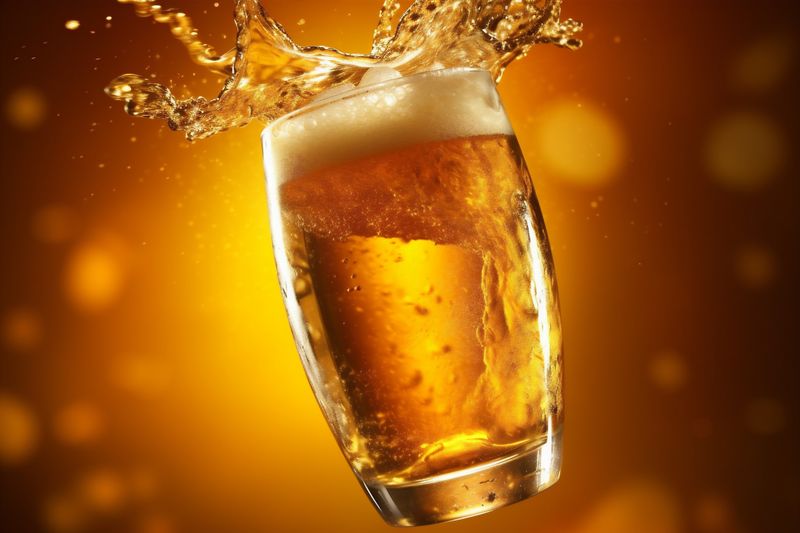 bubble beer foam alcohol background splash gradient drink cold liquid glass. Generative AI.