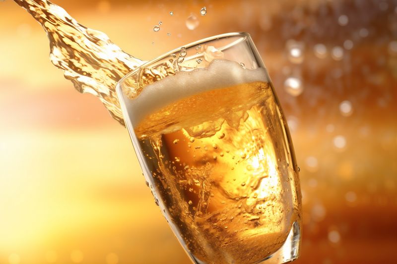 splash bubble background drink alcohol foam gradient cool cold glass beer. Generative AI.