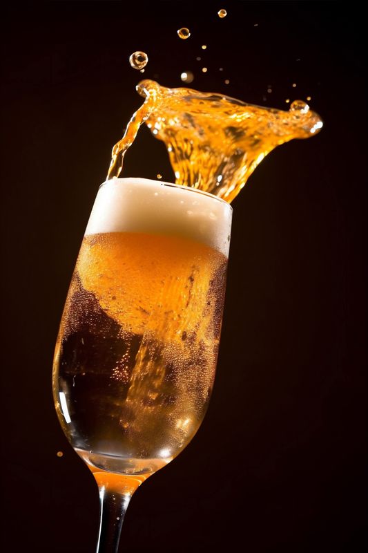 gradient background cold bubble drink alcohol splash pub beer glass foam. Generative AI.