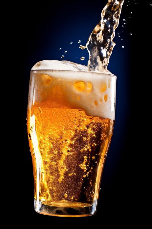 drop glass gradient foam beer alcohol bubble cold splash background drink. Generative AI.