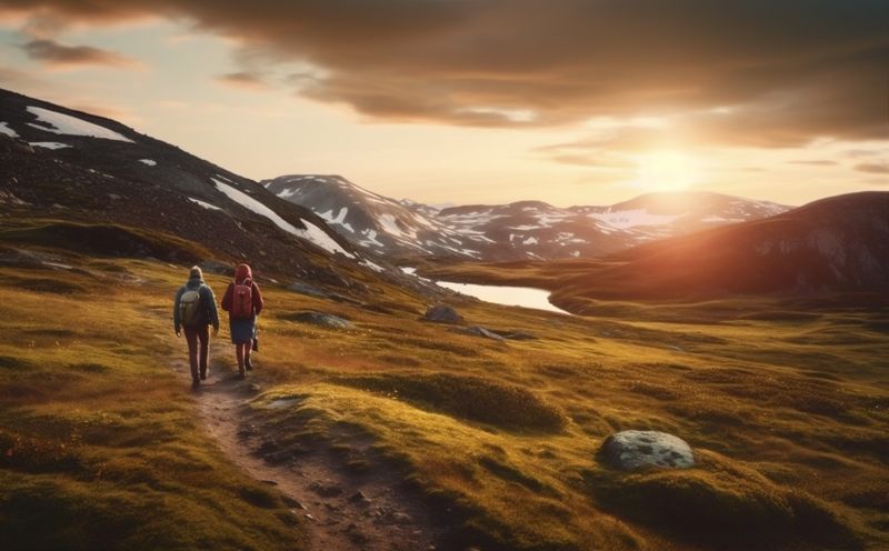 man person group travel tourist trekking hiking walking lifestyle nature mountain. Generative AI.