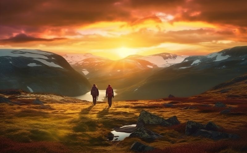 man mountain lifestyle trekking tourist sunrise nature walking travel hiking group. Generative AI.