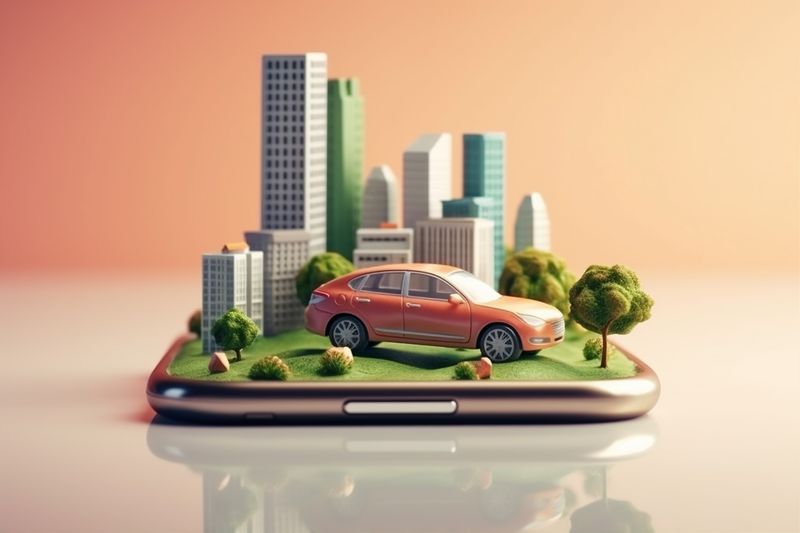 travel phone gps car mobile map direction point location navigation. Generative AI.