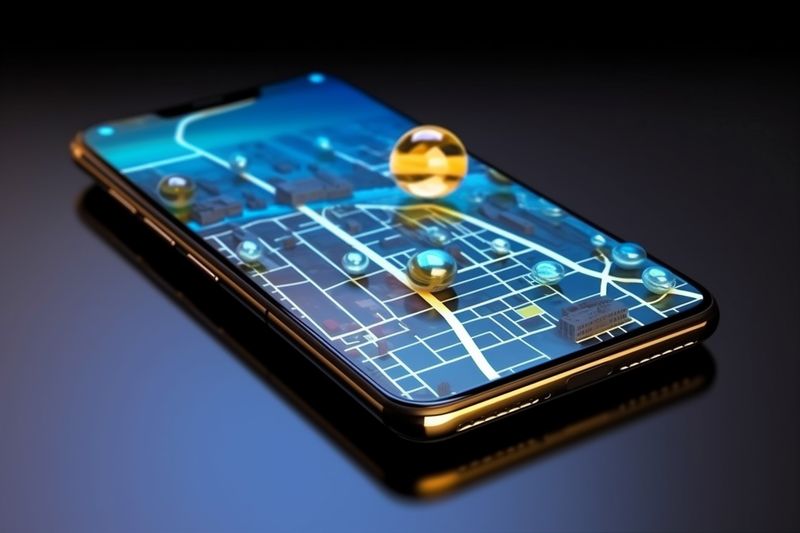 phone direction car travel point gps location mobile navigation map. Generative AI.