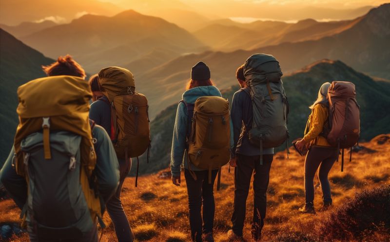 man group lifestyle trekking mountain nature walking tourism hiking travel tourist. Generative AI.