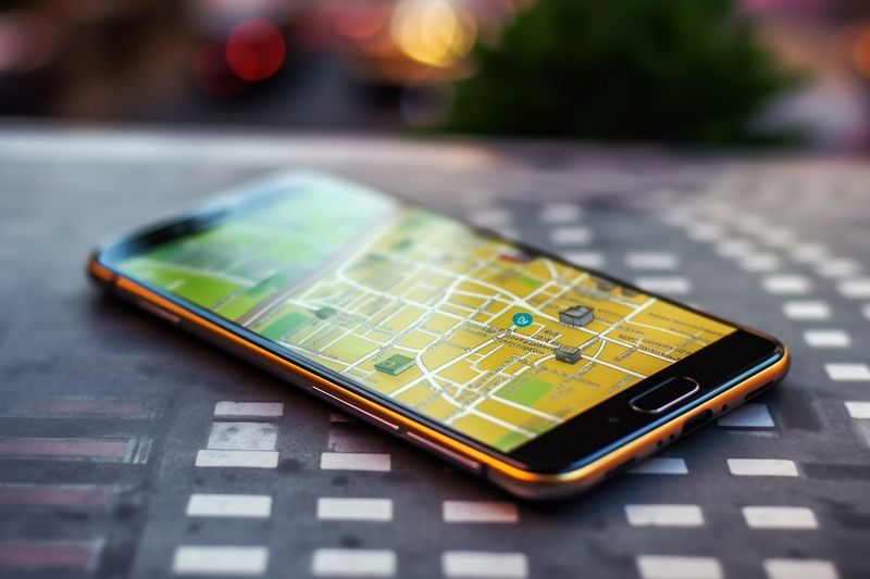 gps phone travel point mobile navigation location map direction position. Generative AI.