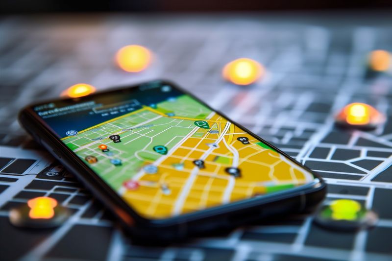 map direction point position phone location gps navigation mobile travel. Generative AI.