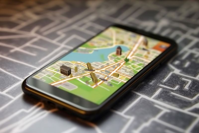 point travel position gps phone mobile direction map navigation location. Generative AI.