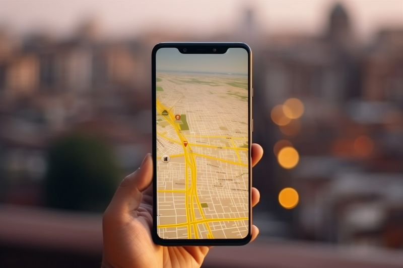 position map travel direction point navigation location mobile gps phone. Generative AI.