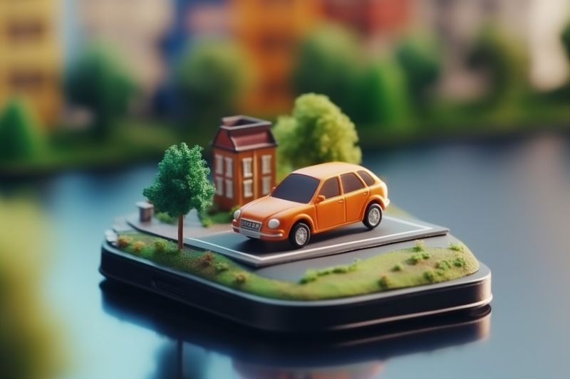 phone navigation position map travel direction gps mobile location point. Generative AI.