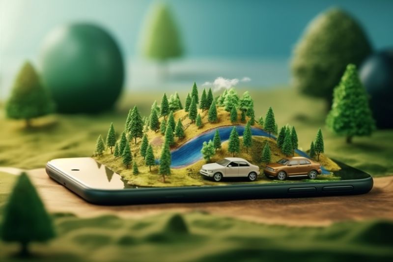 position phone location mobile map gps point navigation travel direction. Generative AI.