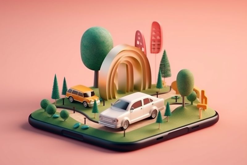 phone gps navigation map point direction location position mobile travel. Generative AI.