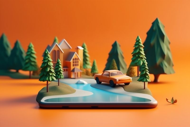 map phone point gps location direction position navigation mobile travel. Generative AI.