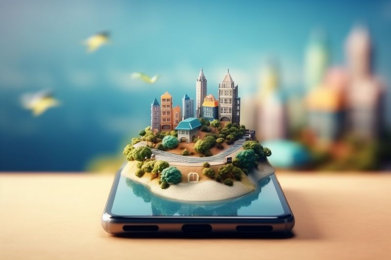 mobile direction map gps position travel phone location point navigation. Generative AI.