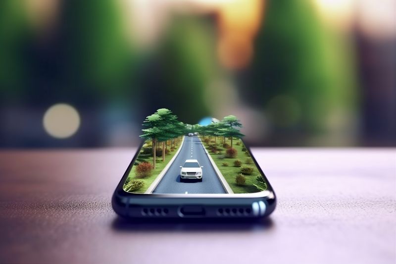 mobile direction position gps travel map phone navigation point location. Generative AI.