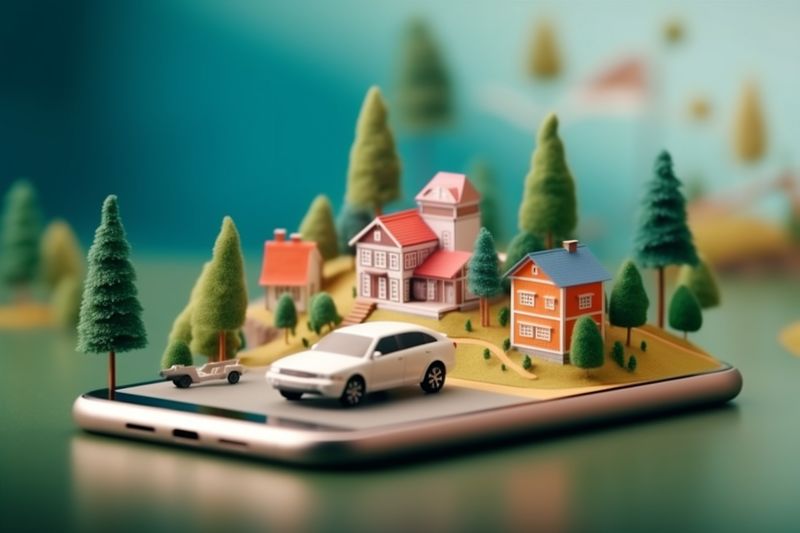 gps point location mobile phone direction travel position navigation map. Generative AI.