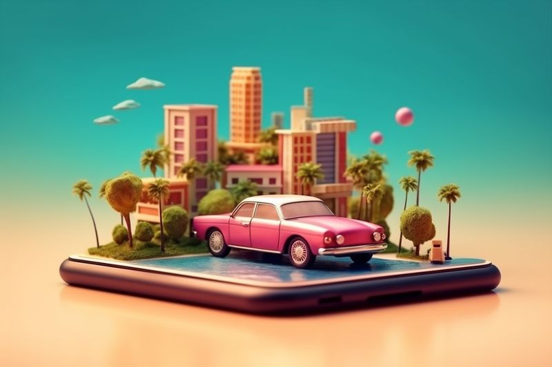 mobile gps travel phone position map location point direction navigation. Generative AI.