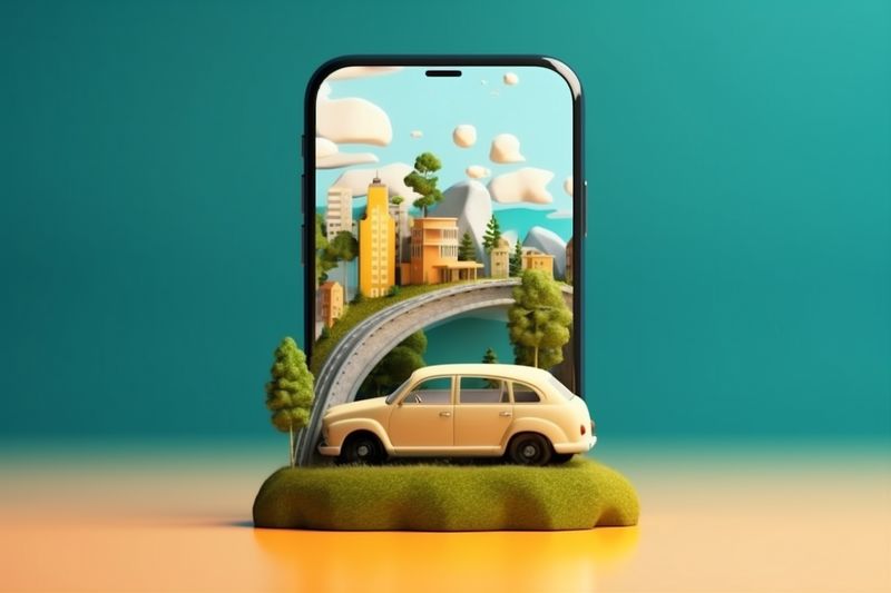 direction travel position navigation mobile map location point gps phone. Generative AI.