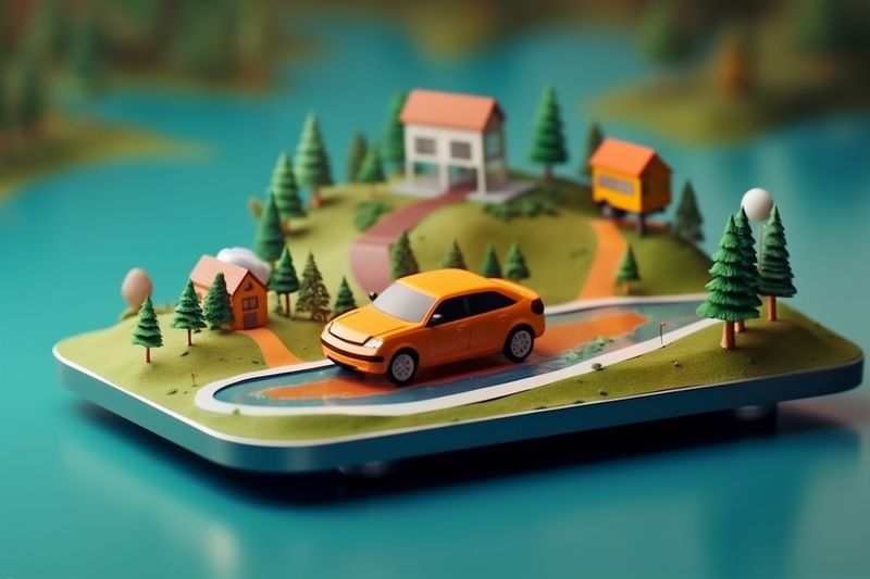 navigation position location direction point travel gps mobile map phone. Generative AI.