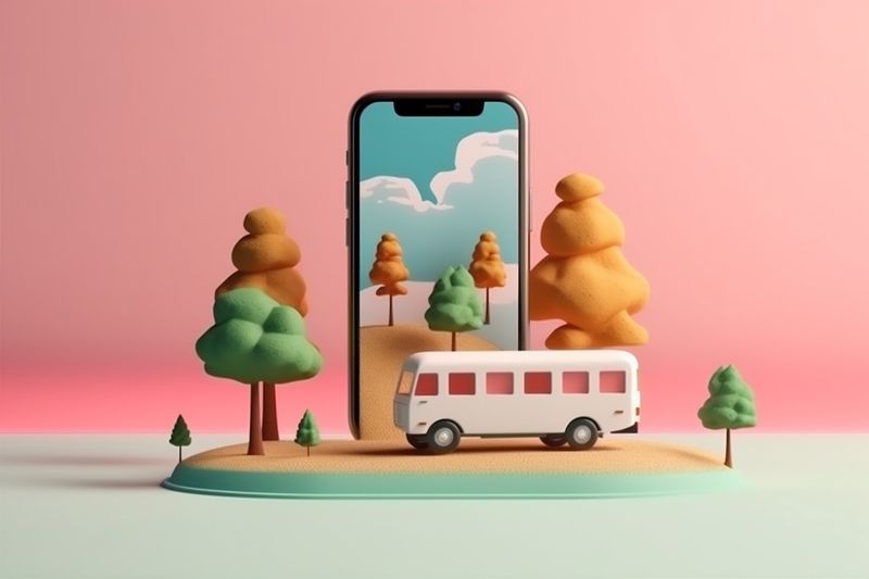 travel phone mobile location point direction gps position navigation map. Generative AI.