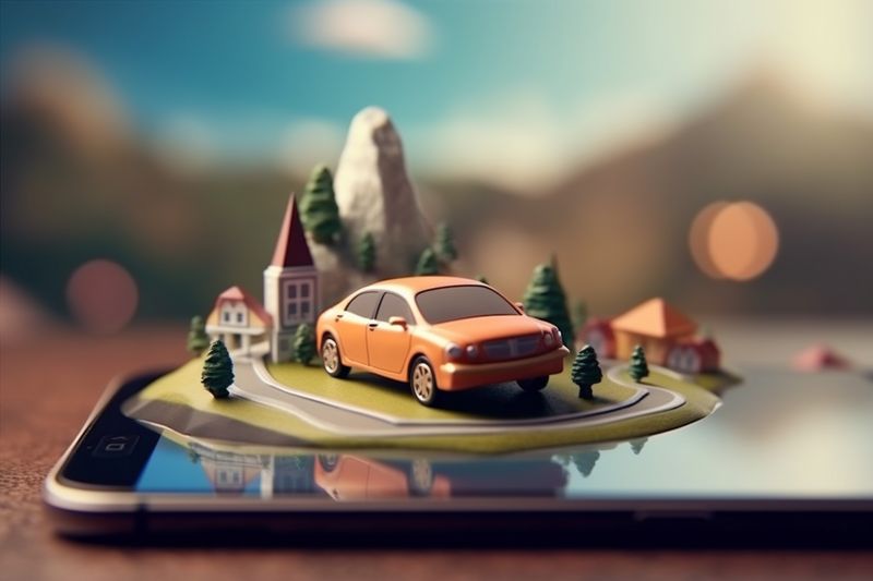 mobile position point phone gps direction map travel location navigation. Generative AI.