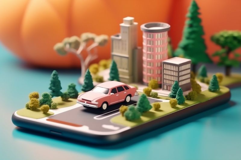 mobile travel location point navigation map direction gps phone position. Generative AI.