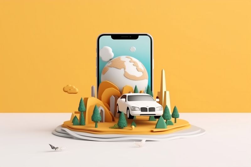 travel mobile location position phone map navigation gps direction point. Generative AI.