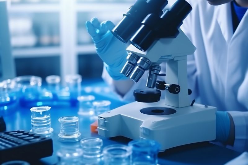 medicine medical hand research science test biotechnology tube laboratory experiment. Generative AI.