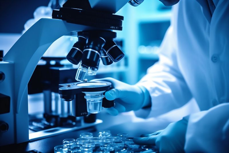 science biotechnology hand test medicine medical experiment laboratory research tube. Generative AI.